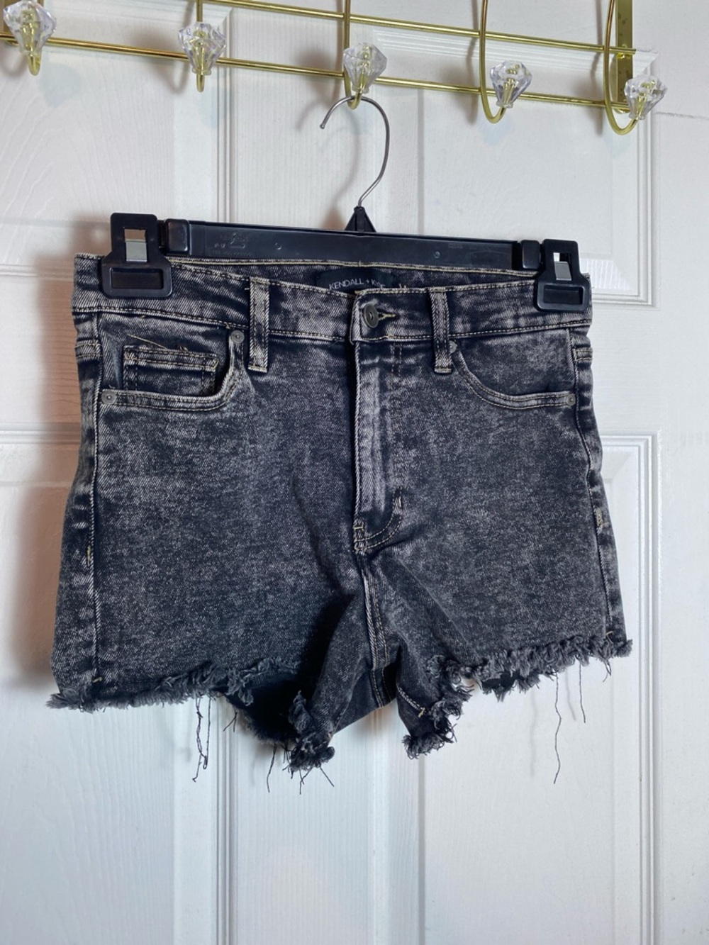 Kendall & Kylie Black Denim Cutoff Shorts with Contrast Stitching